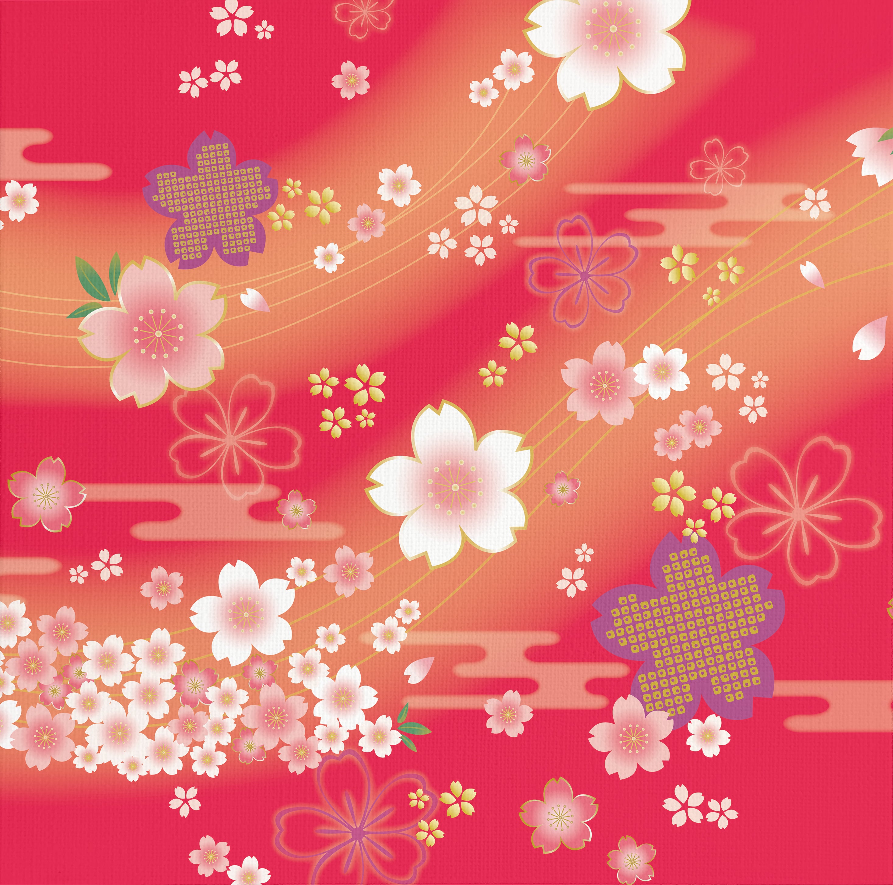着物柄 桜 紅【アートパネル】