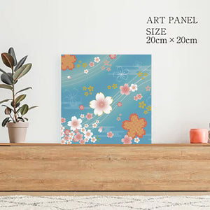 着物柄 桜 浅葱色【アートパネル】