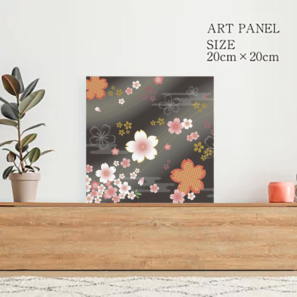 着物柄 桜 漆黒【アートパネル】