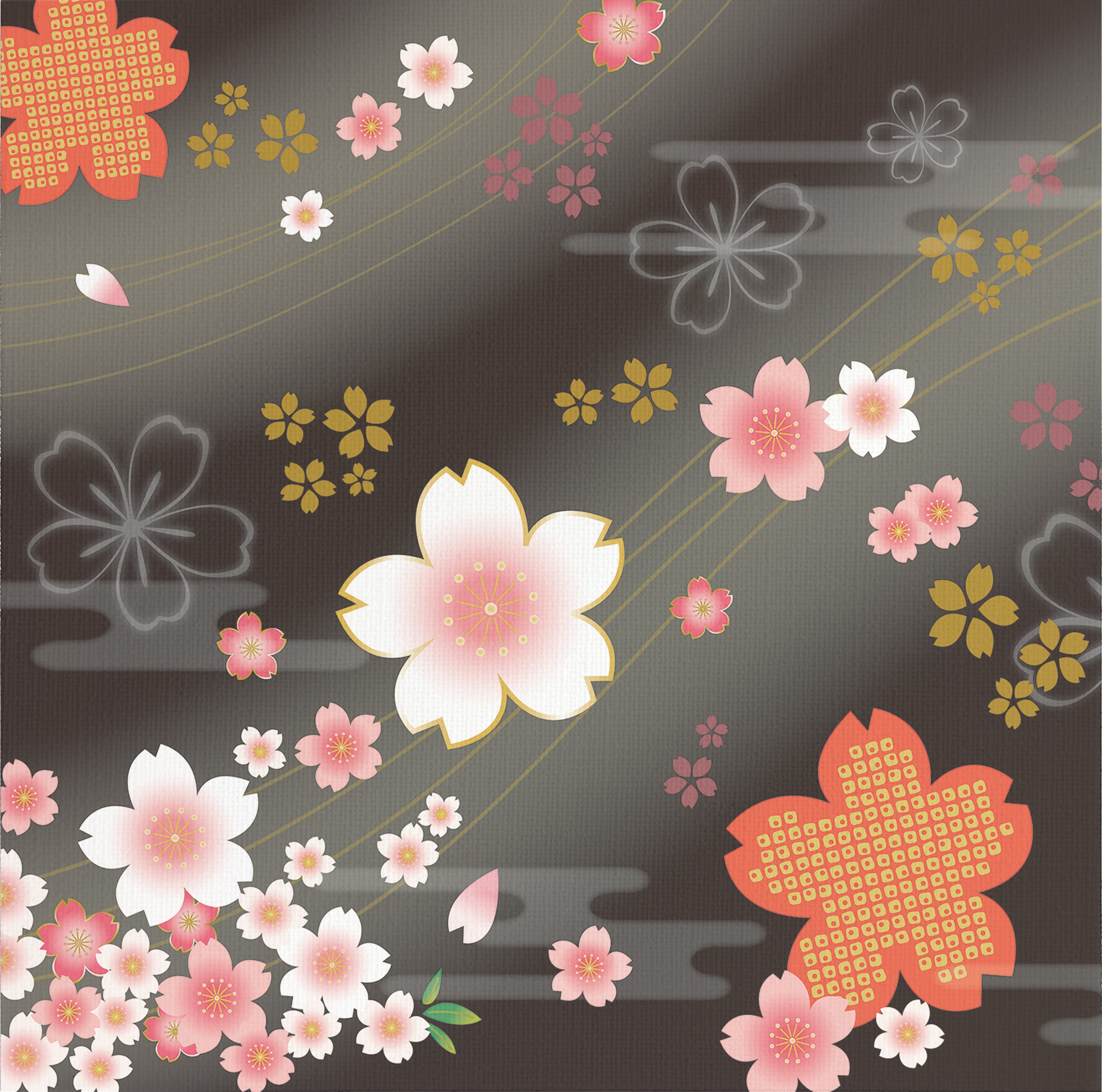 着物柄 桜 漆黒【アートパネル】