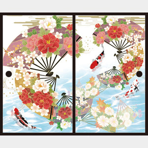 華扇と鯉【ふすま紙】