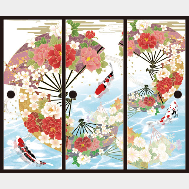 華扇と鯉【ふすま紙】