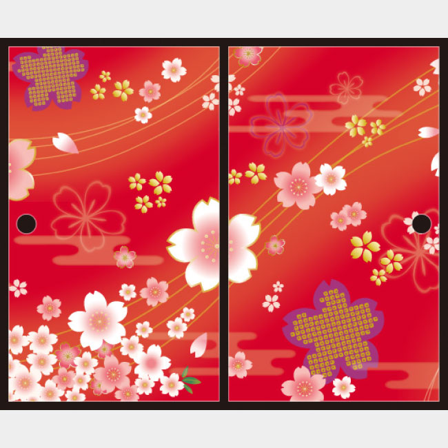 着物柄 桜 紅【ふすま紙】