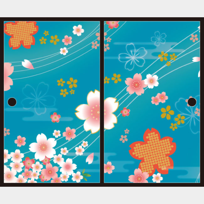 着物柄 桜 浅葱色【ふすま紙】