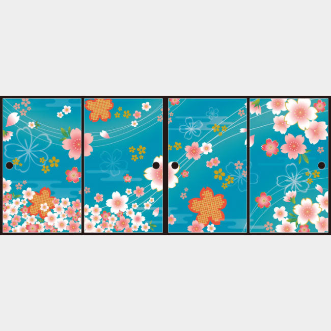 着物柄 桜 浅葱色【ふすま紙】