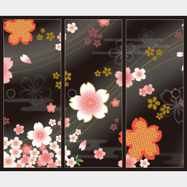 着物柄 桜 漆黒【ふすま紙】