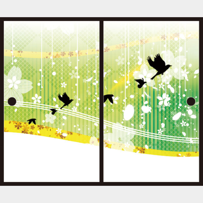 花鳥風月 グリーン【ふすま紙】