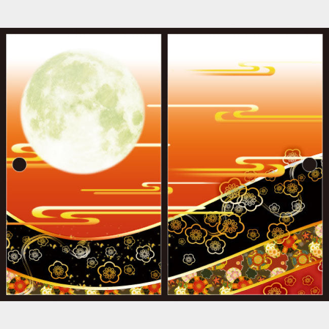梅花月 緋色【ふすま紙】