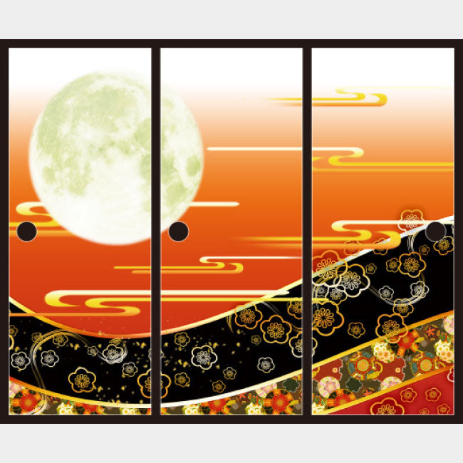 梅花月 緋色【ふすま紙】