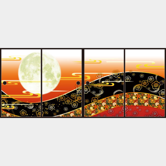 梅花月 緋色【ふすま紙】