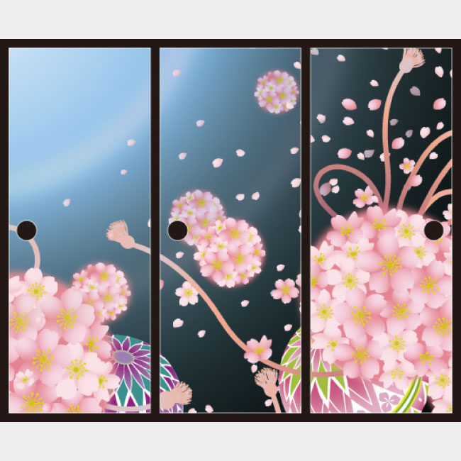 桜手毬【ふすま紙】