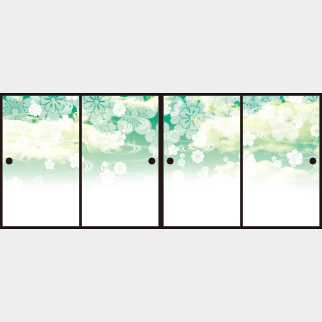 花雲 グリーン【ふすま紙】