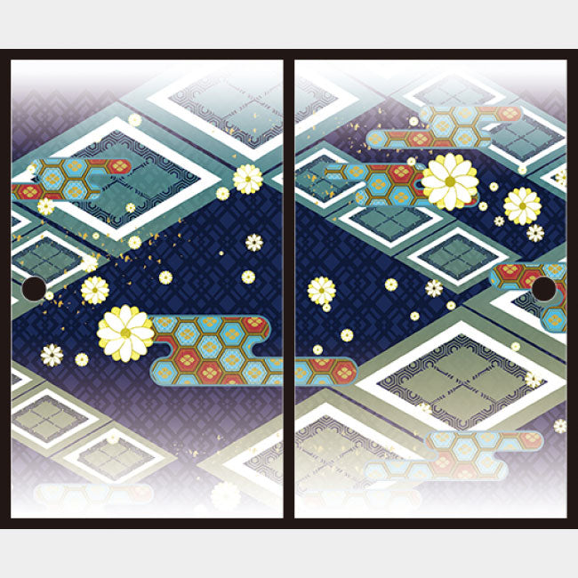 白小花 青【ふすま紙】
