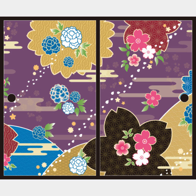 桜牡丹 江戸紫【ふすま紙】