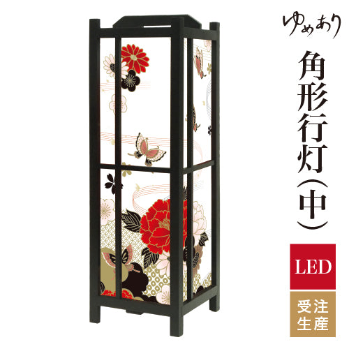 牡丹に舞う 白【角形行灯（中）】