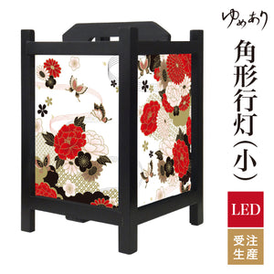 牡丹に舞う 白【角形行灯（小）】
