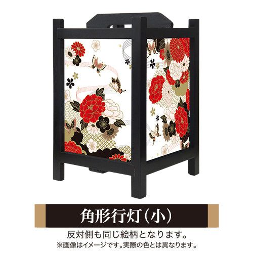 牡丹に舞う 白【角形行灯（小）】