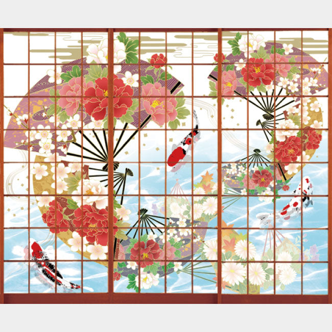 華扇と鯉【障子紙】