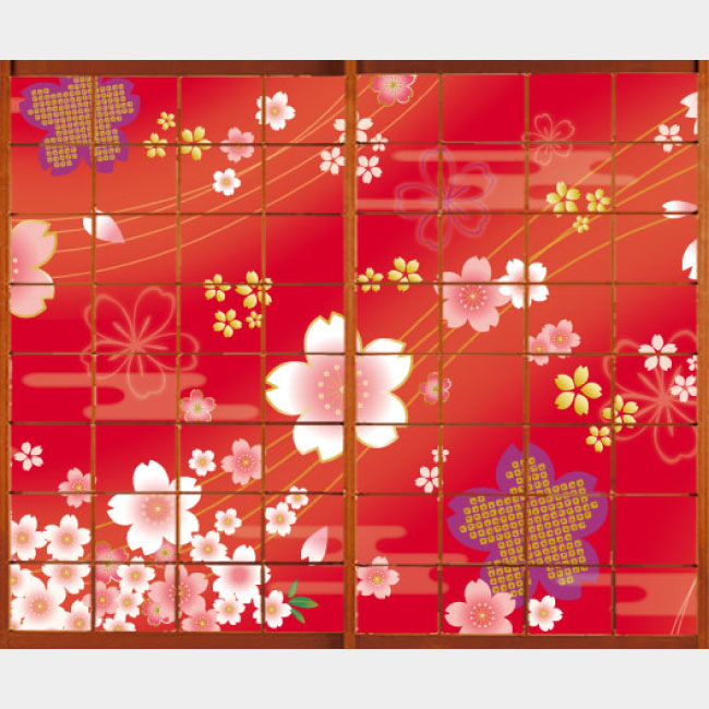 着物柄 桜 紅【障子紙】