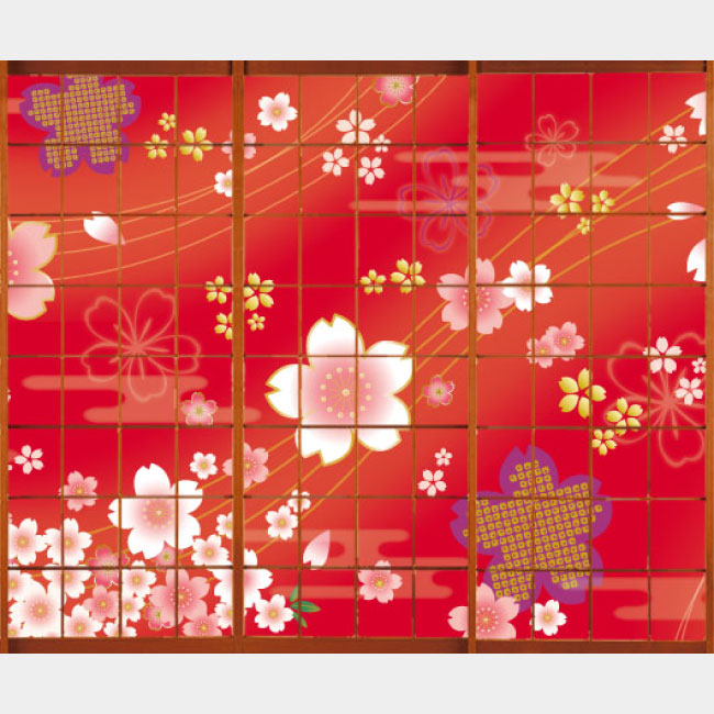 着物柄 桜 紅【障子紙】