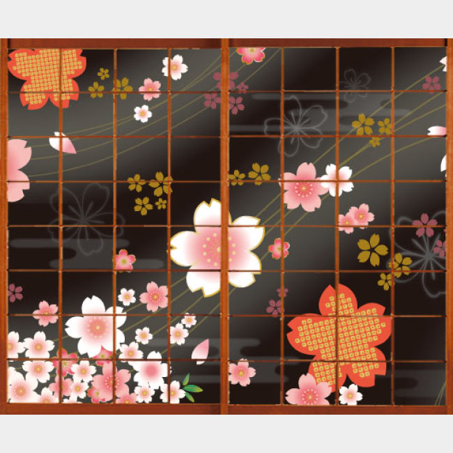 着物柄 桜 漆黒【障子紙】