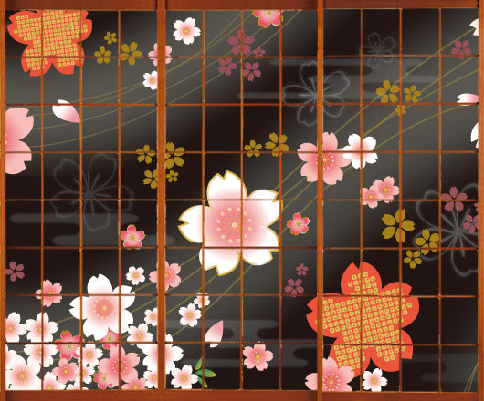 着物柄 桜 漆黒【障子紙】