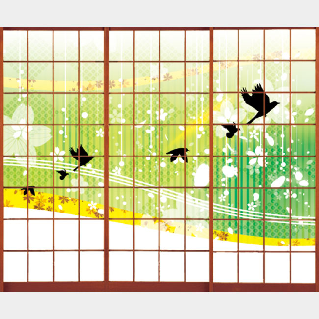花鳥風月 グリーン【障子紙】