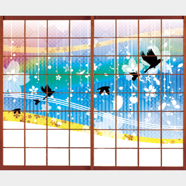 花鳥風月 ブルー【障子紙】
