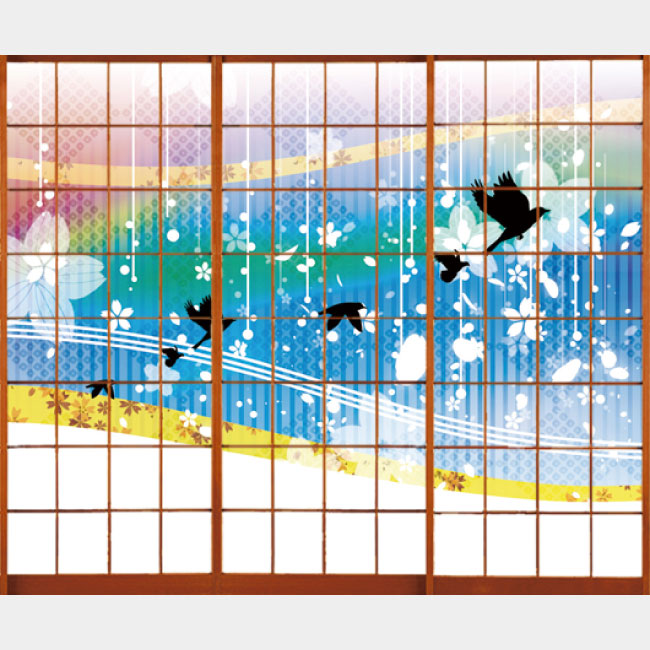 花鳥風月 ブルー【障子紙】