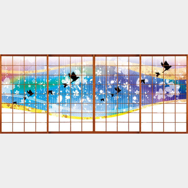 花鳥風月 ブルー【障子紙】