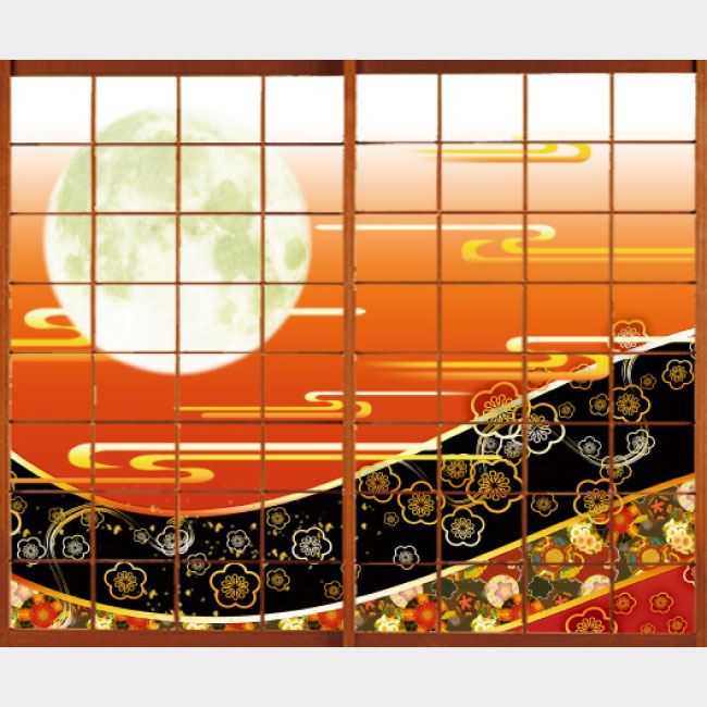 梅花月 緋色【障子紙】