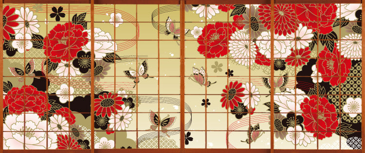 牡丹に舞う 金【障子紙】