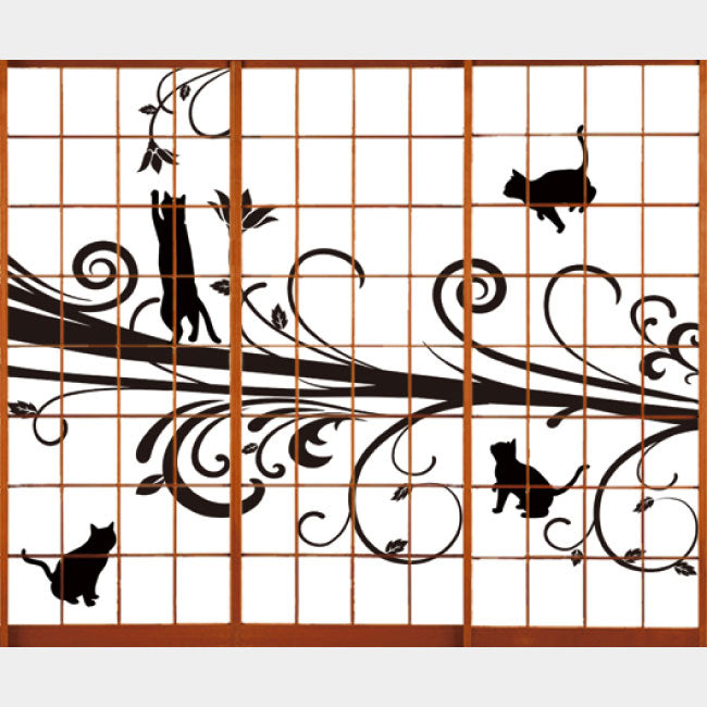 猫【障子紙】