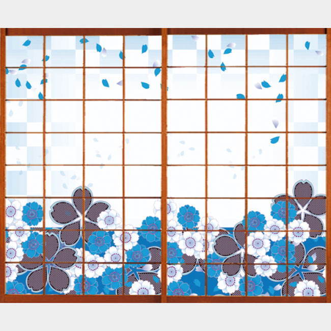 花散る里 蒼【障子紙】