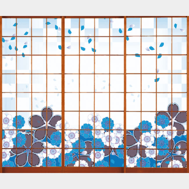 花散る里 蒼【障子紙】
