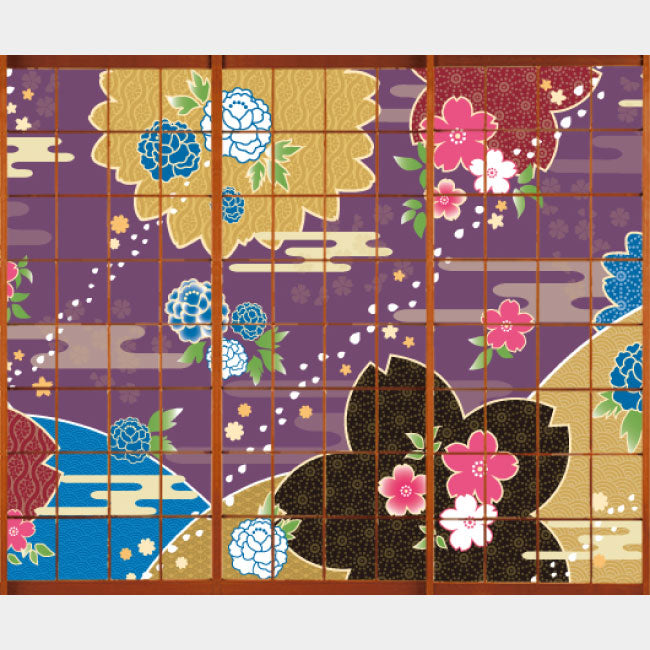桜牡丹 江戸紫【障子紙】