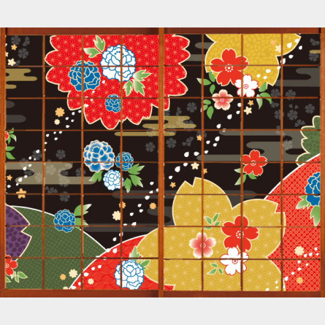 桜牡丹 墨色【障子紙】