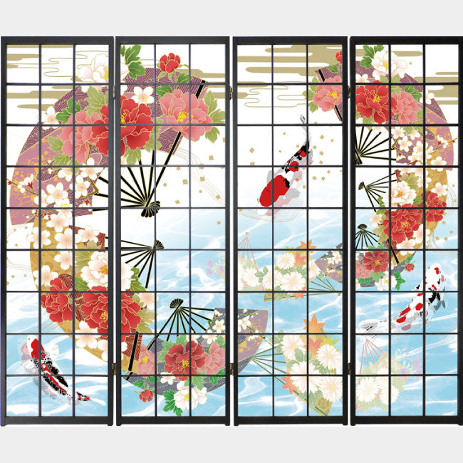 華扇と鯉【衝立】