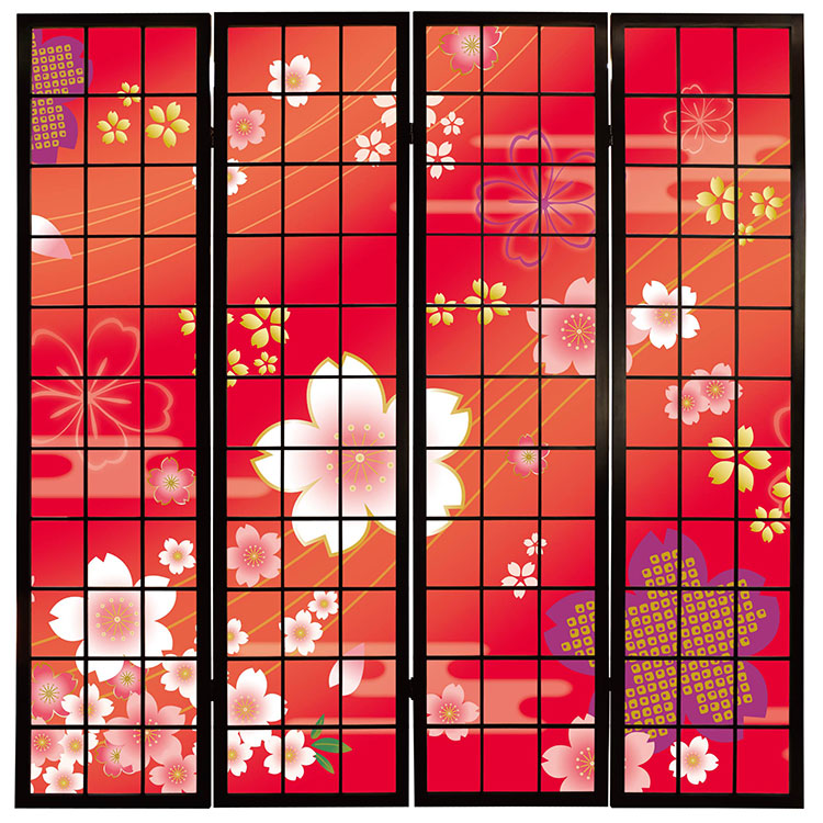 着物柄 桜 紅【衝立】