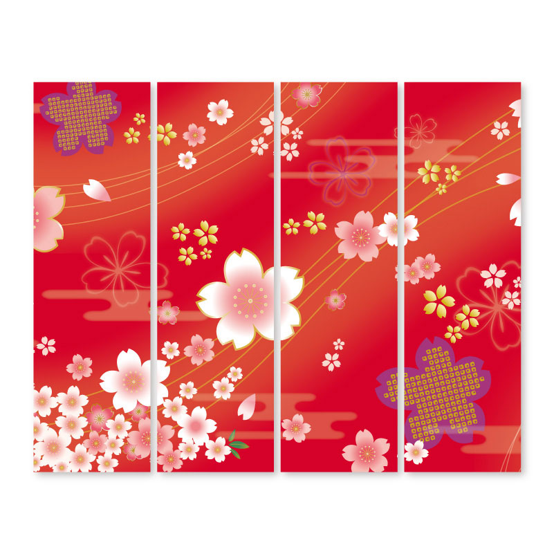 着物柄 桜 紅【衝立】