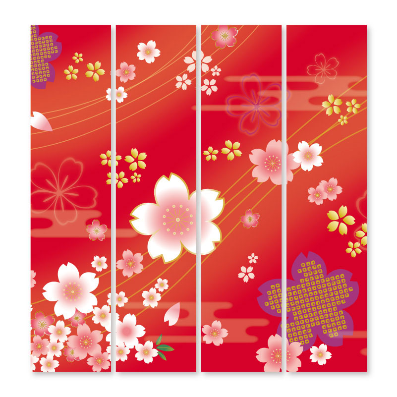 着物柄 桜 紅【衝立】