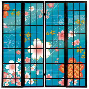 着物柄 桜 浅葱色【衝立】