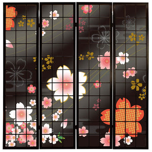 着物柄 桜 漆黒【衝立】
