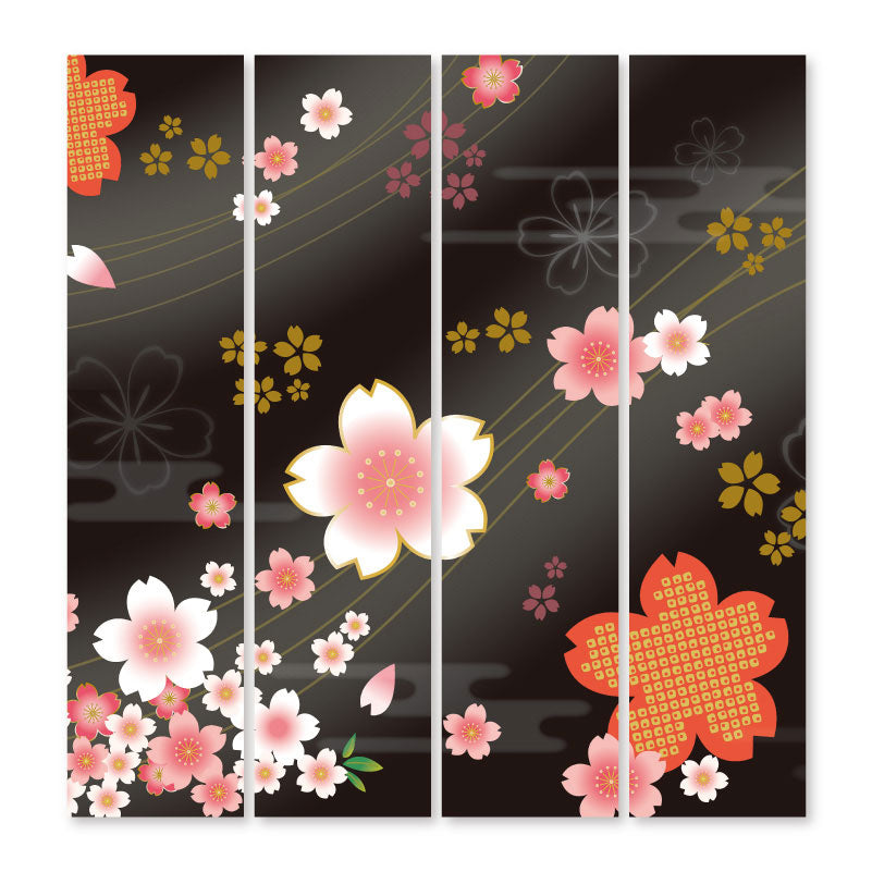 着物柄 桜 漆黒【衝立】