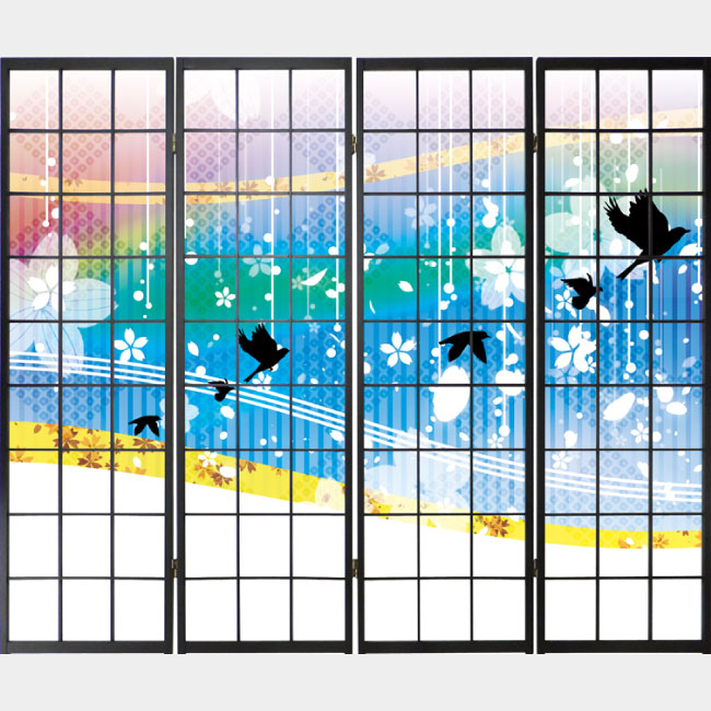 花鳥風月 ブルー【衝立】