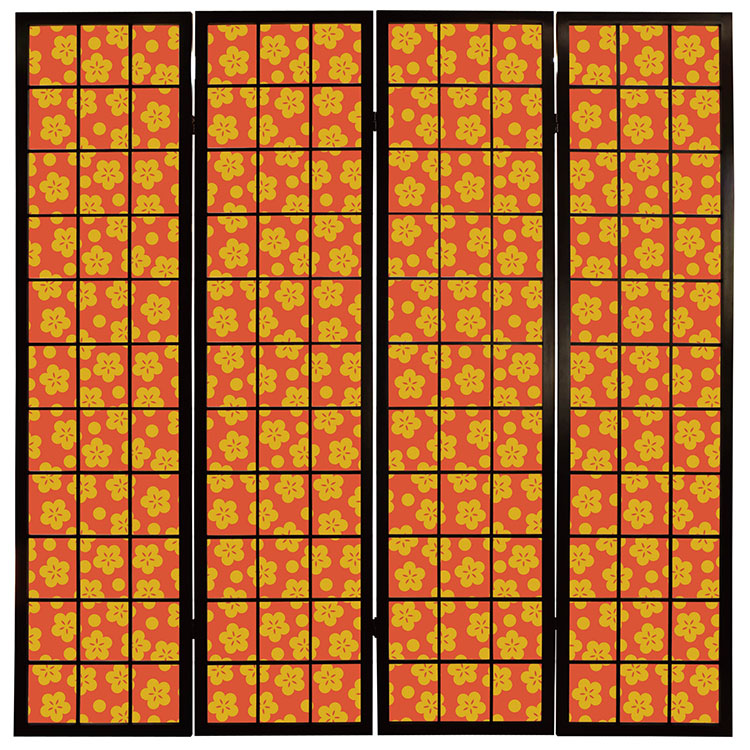 梅花 朱金【衝立】