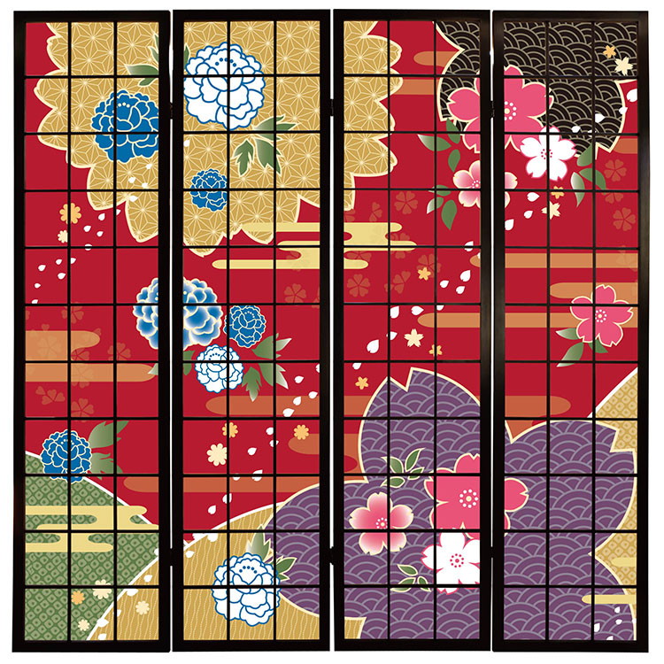 桜牡丹 赤銅【衝立】