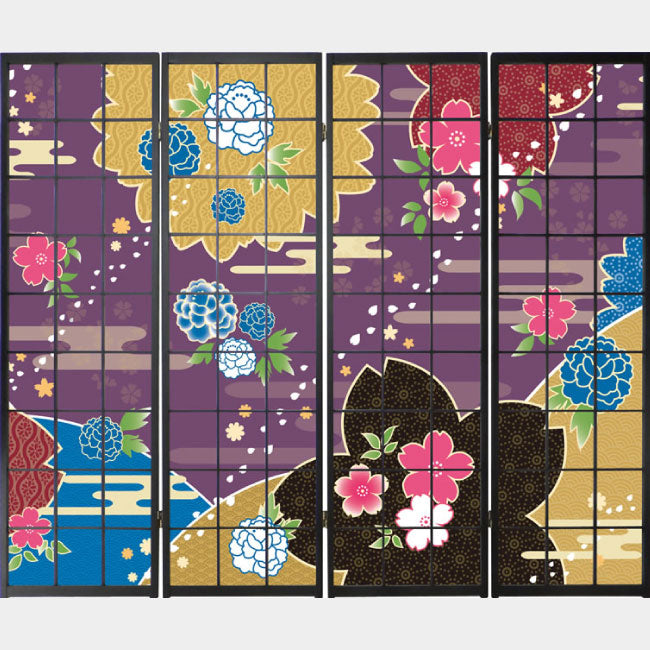 桜牡丹 江戸紫【衝立】