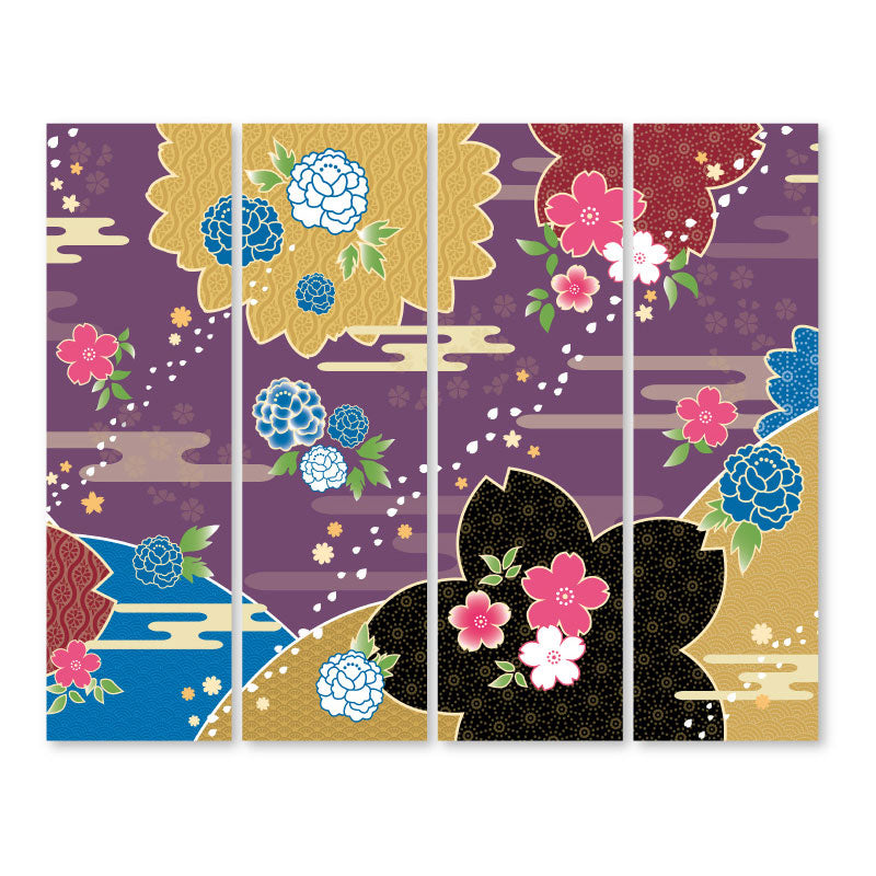 桜牡丹 江戸紫【衝立】