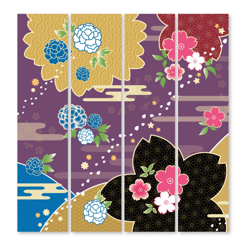 桜牡丹 江戸紫【衝立】